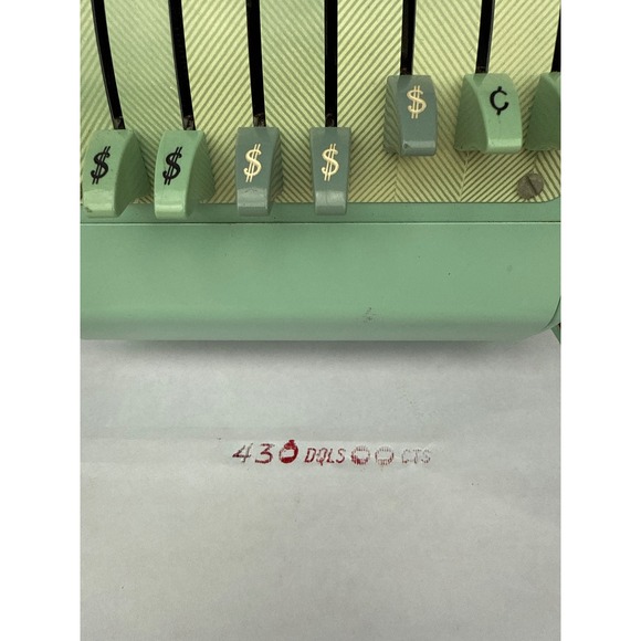 Retro Paymaster Series X-550 Check Writer Adding Machine w Key Working Turqoise - Picture 4 of 9